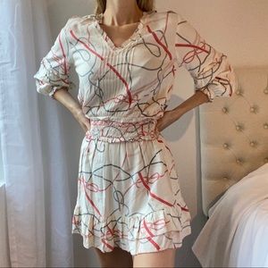 Ellor Long Sleeve Mini Design Dress Tan S